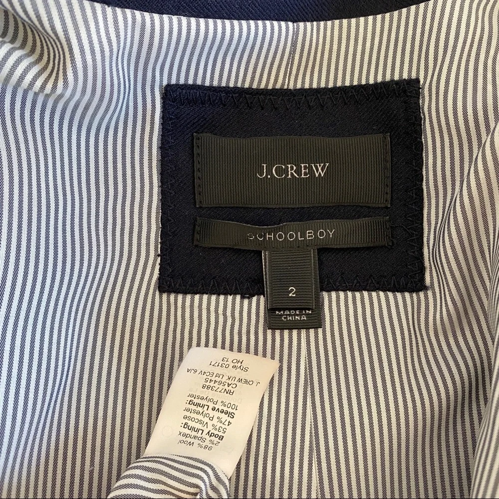 J. Crew navy wool school boy blazer